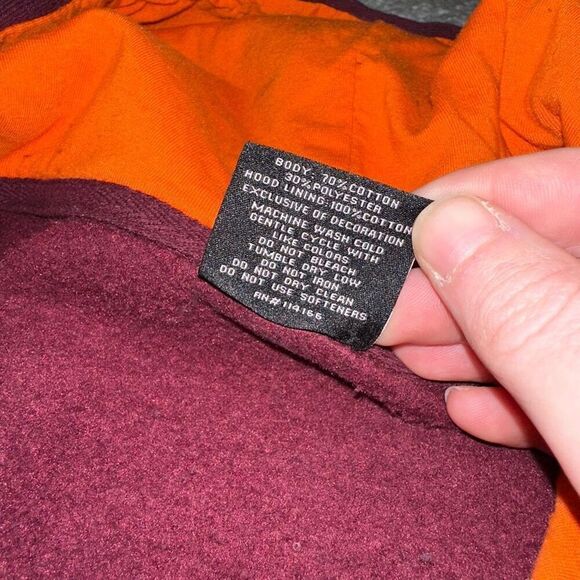 Virginia Tech Hokies Men’s Maroon Hooded Sweatshirt Size XXL GUC - Picture 7 of 12